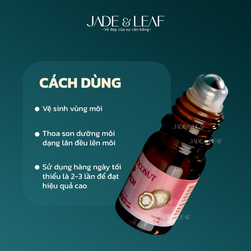 Son Dưỡng Môi Dầu Dừa Dạng Lăn Jade&Leaf, Nguyên Chất Không Màu Hỗ Trợ Giảm Thâm Cho Môi Khô Nứt Nẻ