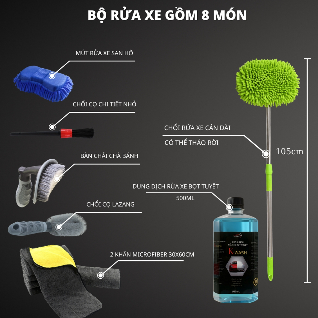 Combo 17 Món Rửa Xe & Vệ Sinh Nội Thất Ô Tô Tại Nhà – Đầy Đủ Dụng Cụ Chăm Sóc Xe Toàn Diện