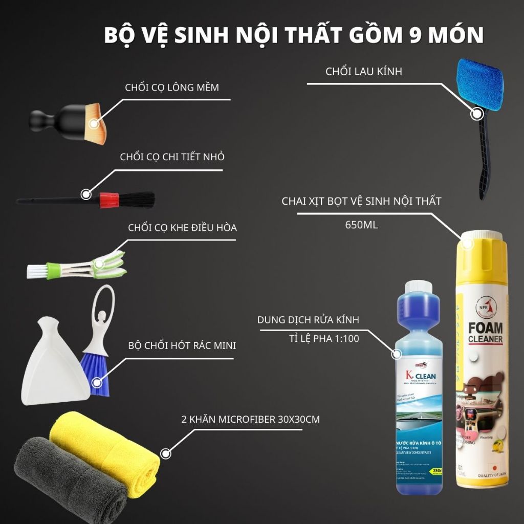 Combo 17 Món Rửa Xe & Vệ Sinh Nội Thất Ô Tô Tại Nhà – Đầy Đủ Dụng Cụ Chăm Sóc Xe Toàn Diện