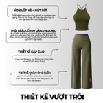 Set đồ tập gym yoga nữ Flora aeyo - bộ đồ thể thao tập gym yoga pilates quần ống suông, áo cổ yếm dây lưng chéo — ảnh 2