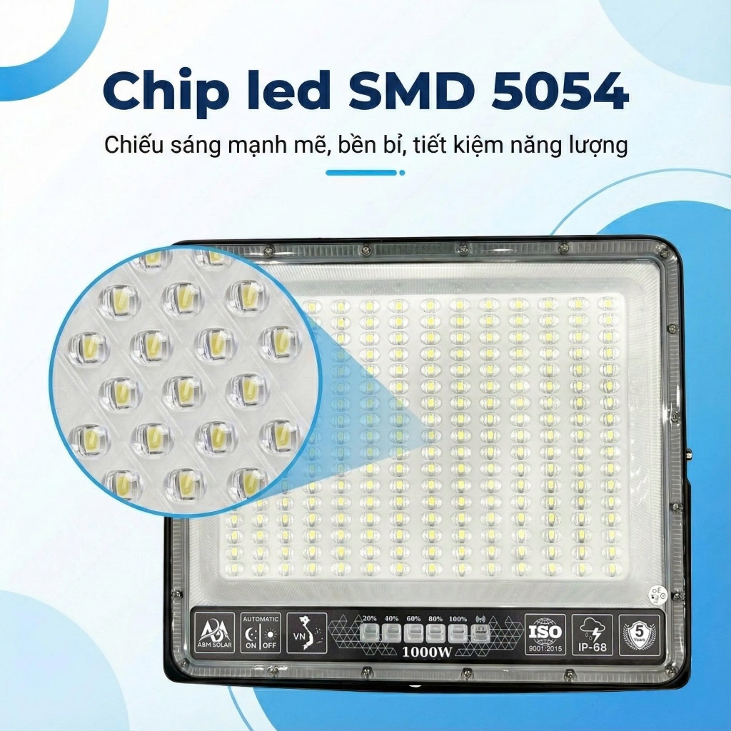 [1000W] Đèn Năng Lượng Mặt Trời Mắt Ngọc 1000w Vỏ Nhôm Chống Nước IP68 ABM SOLAR