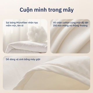 Chăn Mây Hàng Ngày Ru9 | Ruột Bông Microfiber Vải Cotton 300TC | Thông Thoáng Mát Mịn 1m6 - 2m2