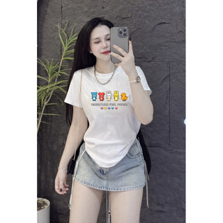 Áo thun form vừa chất cotton co dãn 35/65 gấu thỏ vịt