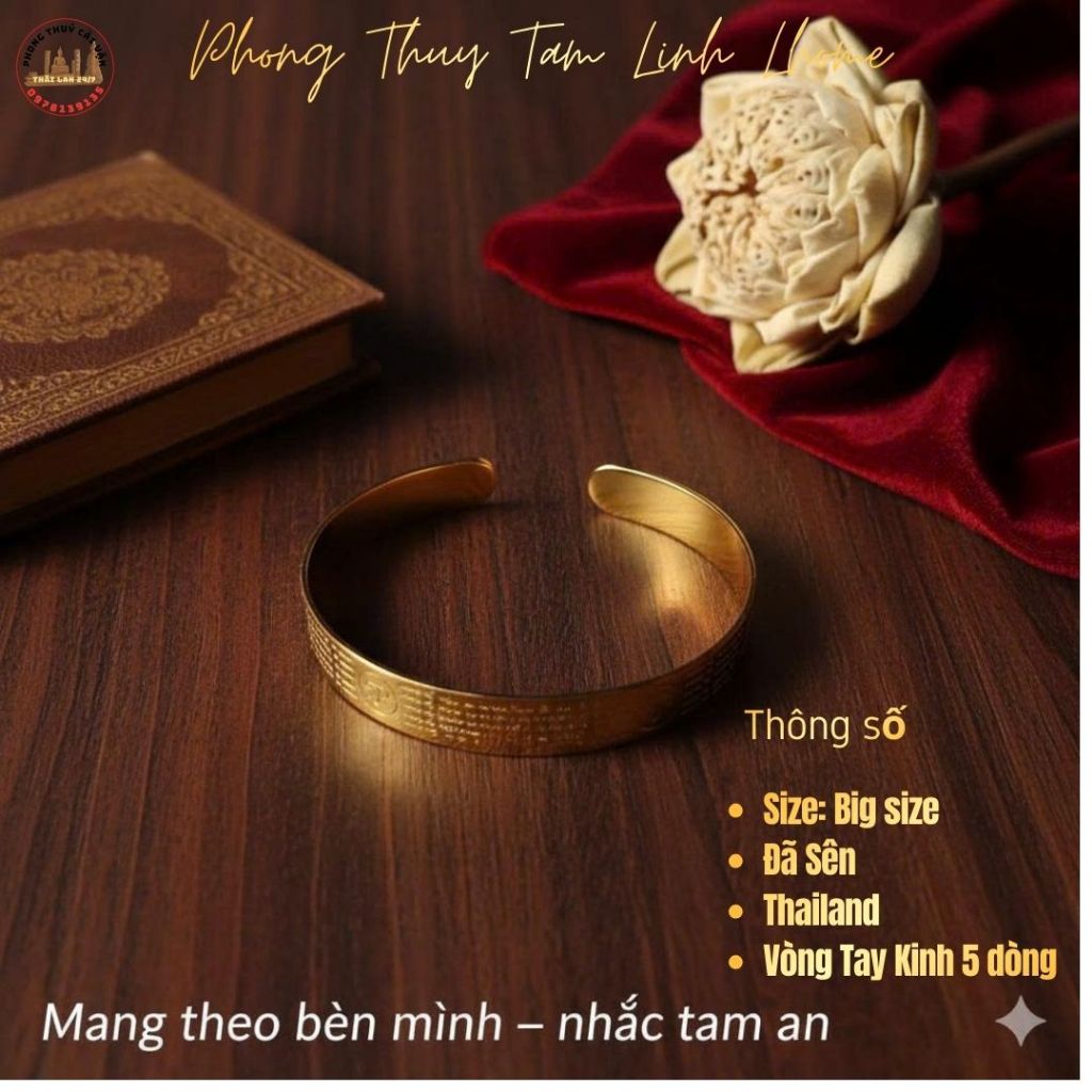 Vòng Tay Kim Loại Khắc Chữ Thái Lan Phụ Kiện Mang Theo Bên Người Thanh Lịch