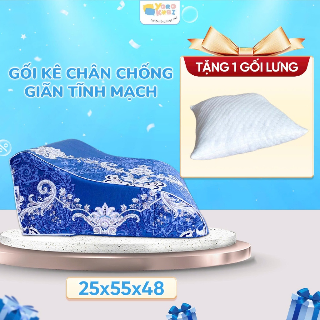 Gối Kê Chân Giãn Tĩnh Mạch Yorokobi Cao 25cm&28cm – Hỗ Trợ Lưu Thông Máu, Giảm Đau Mỏi Chân