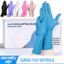 Găng tay Xanh Lam cao su không bột 1 hộp/100,Bột Có Nhám Ngón,Siêu Dai & An Toàn Cho Da,Xanh/Đen/Trắng/Tím/Hồng/PVC