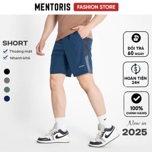 Quần đùi nam cạp chun Mentoris, Quần short nam chất liệu vải gió cao cấp mềm mịn thoáng mát MSR2509