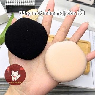 [GUOXIAONIU] Bông Mút Tán Nền Guoxiaoniu Họa Tiết Caro Trắng Đen Kèm Hộp Tiện Lợi