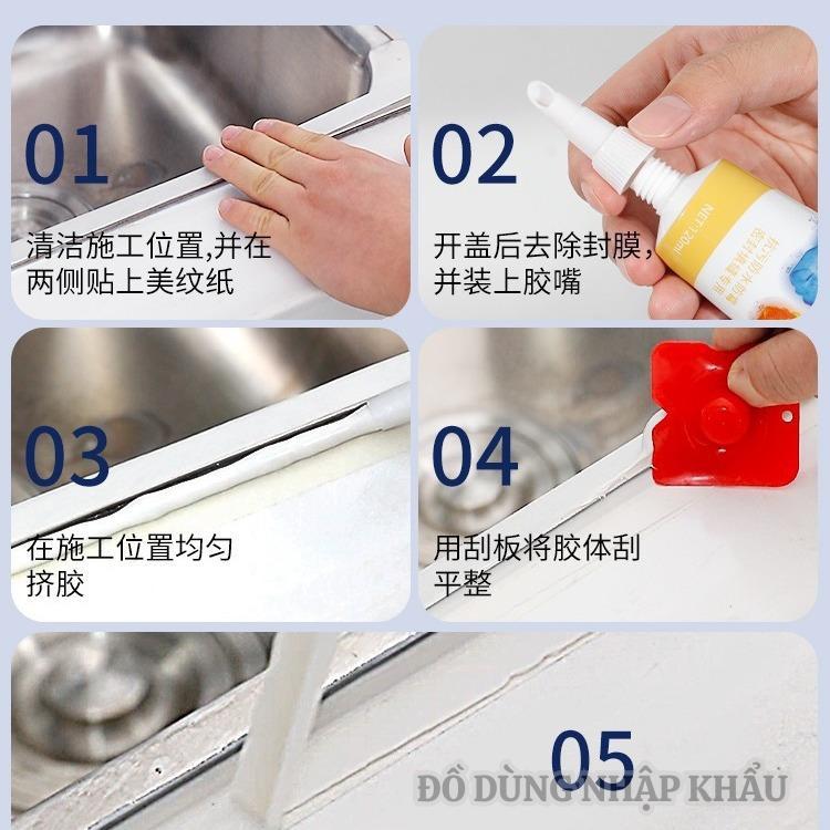 Keo Miết Mạch bịt kẽ hở chống thấm, khô nhanh - Keo Chít Mạch Silicon siêu dính, trám kín viền gạch nhà tắm, bồn rửa tay