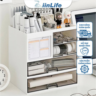 ZiinLife Hộp Đựng Đồ 3 Tầng Ngăn Kéo Để Bàn - Có Thể Thêm Tầng, Đựng Mỹ Phẩm, Văn Phòng Phẩm