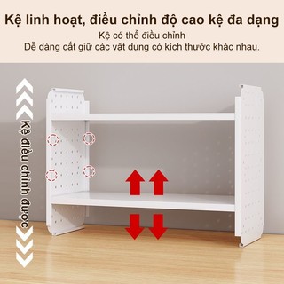 Kệ bếp đa năng sắt Bao gồm 4 móc và hộp nhựa Kệ Gia Vị 2 Tầng Kệ Sách Trắng