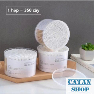Hộp 350 Tăm Bông Ngoáy Tai 2 Đầu Bông Mềm Mại Tiện Lợi, Tăm Bông 350 Cây Trang Điểm Vệ Sinh Tai