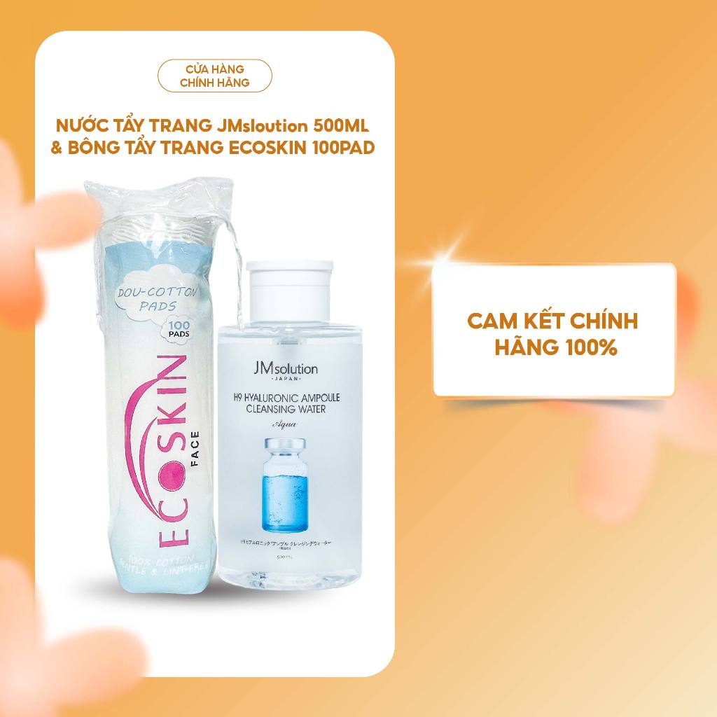 Nước Tẩy Trang Jmsolution Japan H9 Và Bông Tẩy Trang Ecoskin - Hình Ảnh Thực Tế