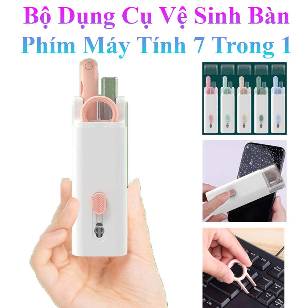 Bộ Dụng Cụ Vệ Sinh Bàn Phím Máy Tính 7 Trong 1 Tiện Lợi