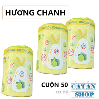 Cuộn 50 Túi Rác Hương Chanh Chống Muỗi Hạn Chế Mùi Hôi Xua Đuổi Côn Trùng, Túi Rác Hương Chanh 50 Túi Dày Dặn