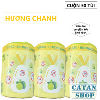 Cuộn 50 Túi Rác Hương Chanh Chống Muỗi Hạn Chế Mùi Hôi Xua Đuổi Côn Trùng, Túi Rác Hương Chanh 50 Túi Dày Dặn