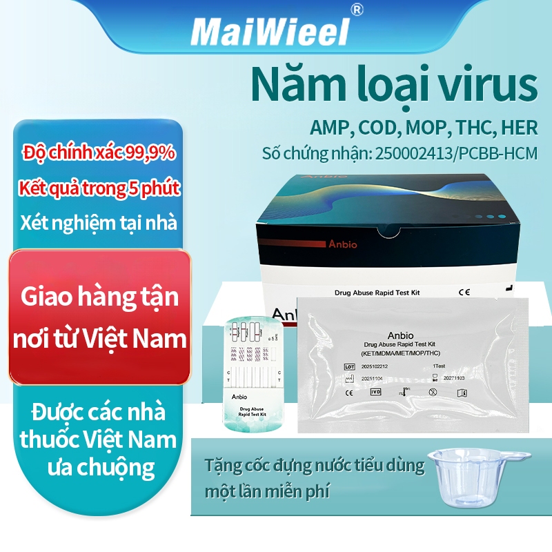 Que Test Nhanh Ma Túy Tổng Hợp 5 Chân MaiWieel MOP MET MDMA THC KET 99% 5 Phút
