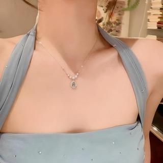 DÂY CHUYỀN GIỌT NƯỚC LẤP LÁNH - Vòng Cổ Nữ Thanh Lịch, Đính Đá Zirconia, Mạ Bạc Cao Cấp, Quà Tặng Ý Nghĩa