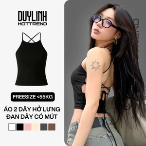 Áo 2 dây nữ dạng yếm có mút ngực đan dây sau lưng mặc đi biển áo yếm hở lưng DUY LINH DL06D