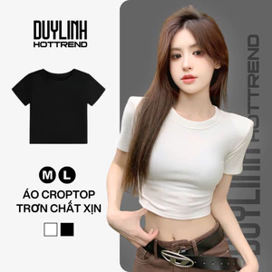 Áo croptop ngắn tay cổ tròn trơn vải cotton cao cấp Duy Linh áo thun nữ ôm body tôn dáng DL38A
