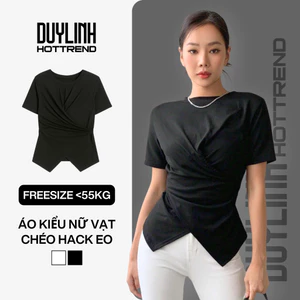 Áo nhún eo vạt chéo DuyLinh áo ôm body hack eo thiết kế đơn giản nhiều màu DL48A