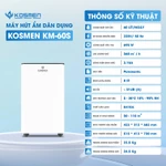 Máy Hút Ẩm Dân Dụng Kosmen KM- 12L/20L/25L/30L/60L/Ngày, Vận Hành Êm Ái, Có Wifi & Sấy Quần Áo - Bảo Hành 2 Năm — ảnh 5
