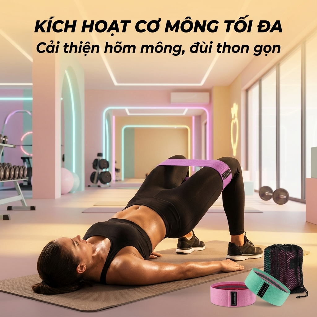 Dây Kháng Lực Đàn Hồi Tập Chân Mông Đùi SOVEXA Dây Miniband Vải Tập Yoga Gym 3 Mức Co Giãn Tại Nhà