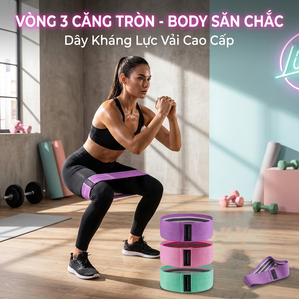 Dây Kháng Lực Đàn Hồi Tập Chân Mông Đùi SOVEXA Dây Miniband Vải Tập Yoga Gym 3 Mức Co Giãn Tại Nhà