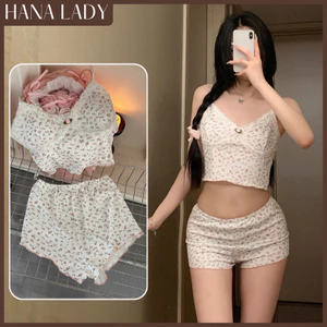Đồ Ngủ Nữ - Bộ Ngủ 2 Dây Hoa Nhí Phong Cách Y2K Sexy Gợi Cảm VN583