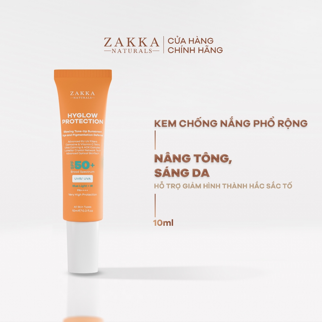 Minisize - Kem chống nắng phổ rộng Hyglow Protection Zakka Naturals nâng tông sáng da 10ml