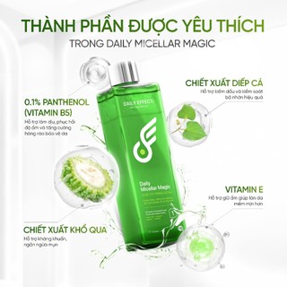 [Combo Nước Tẩy Trang + Sữa Rửa Mặt Da Dầu Mụn] - DAILY EFFECT Daily Micellar Magic + Daily Cleansing Gel (200g + 120g)