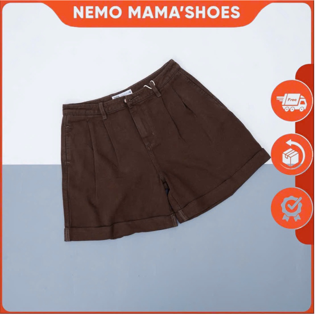 ZARA QUẦN SHORT NỮ DÁNG SUÔNG MÀU NÂU (250722063)