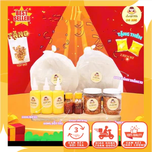 Combo Siêu Bơ Bánh Phơi Sương 300gram, 3 Chai Bơ 100gram, Tóp Mỡ, Sốt Tắc, Ớt Rim, Muối Tép Hành Phi