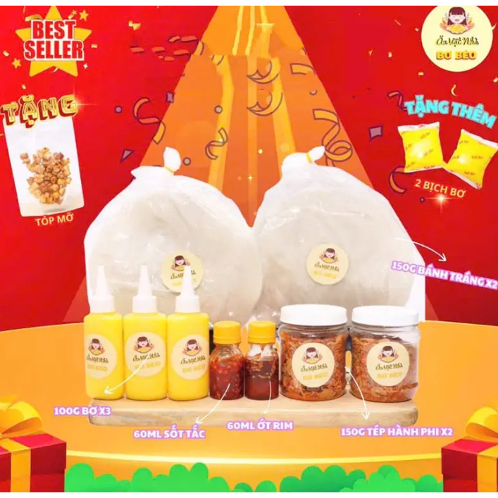 Combo Siêu Bơ Bánh Phơi Sương 300gram, 3 Chai Bơ 100gram, Tóp Mỡ, Sốt Tắc, Ớt Rim, Muối Tép Hành Phi