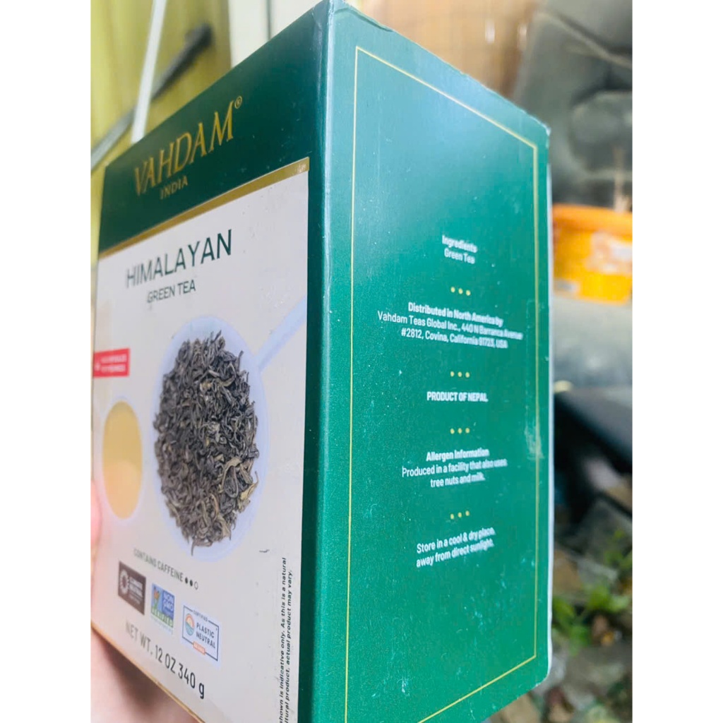 Trà xanh nguyên chất không pha trộn VAHDAM, Green Tea Leaves From Himalayas 100g/ 340g
