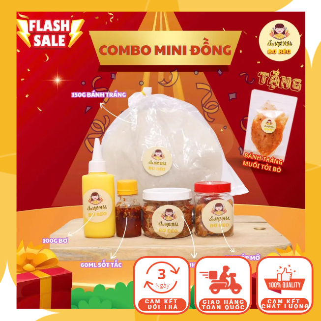 Combo Mini Bánh Tráng Phơi Sương, Bơ, Tóp Mỡ, Sốt Tắc Và Tép Hành Phi