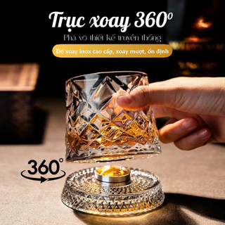 Cốc Thủy Tinh - Ly Thủy Tinh Pha Lê Đế Xoay 360°,Cao Cấp Chống Trượt , Trang Trí Bàn Sang Trọng