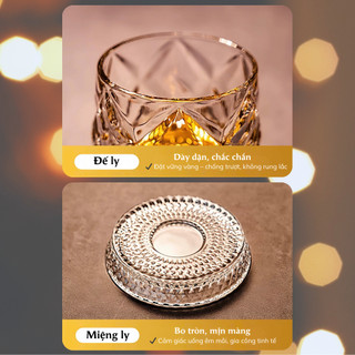 Cốc Thủy Tinh - Ly Thủy Tinh Pha Lê Đế Xoay 360°,Cao Cấp Chống Trượt , Trang Trí Bàn Sang Trọng