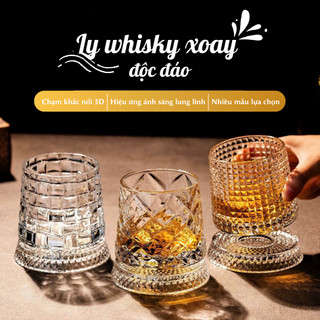 Cốc Thủy Tinh - Ly Thủy Tinh Pha Lê Đế Xoay 360°,Cao Cấp Chống Trượt , Trang Trí Bàn Sang Trọng