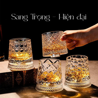 Cốc Thủy Tinh - Ly Thủy Tinh Pha Lê Đế Xoay 360°,Cao Cấp Chống Trượt , Trang Trí Bàn Sang Trọng