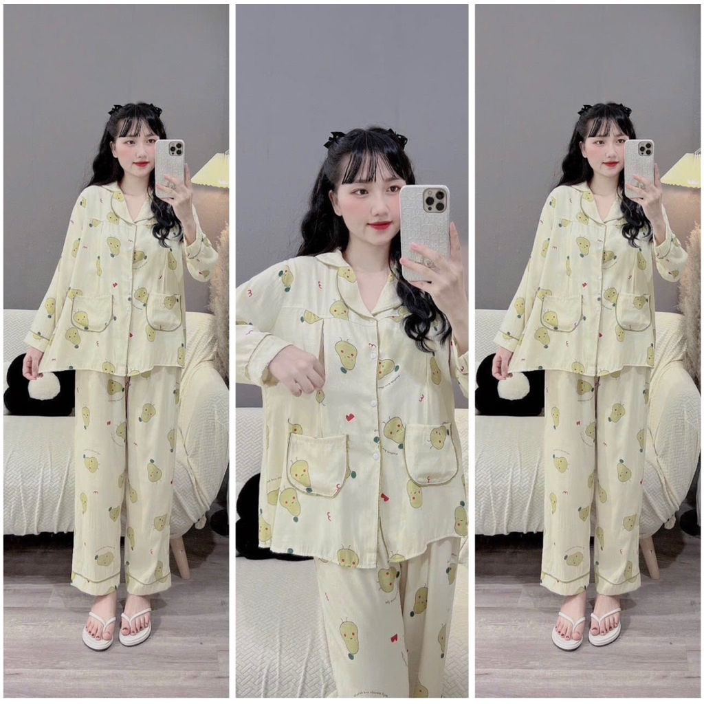 Bộ bầu -bộ sau sinh-BỘ ĐŨI LANH DÀI PIZAMA HÌNH- nhiều hình, tiện lợi