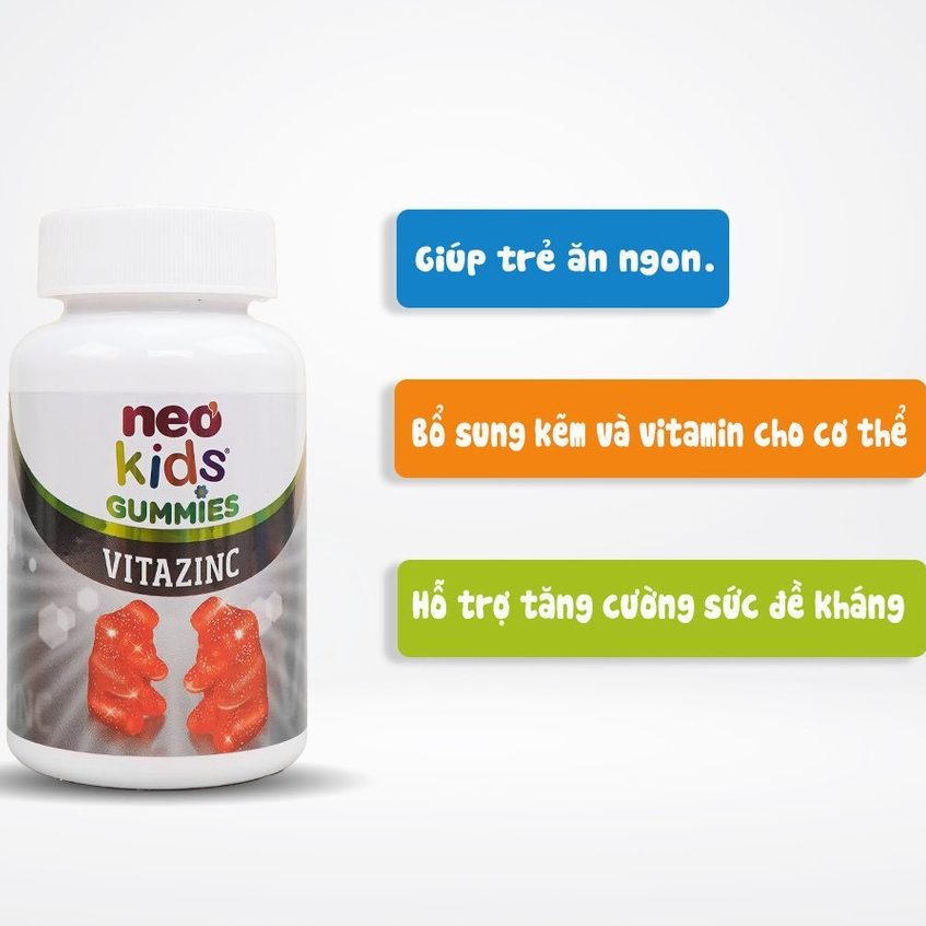 BỘ 3 GUMMIES NEOKIDS - Caxi, DHA, Kẽm hộp 60 viên nhai+ quà tặng