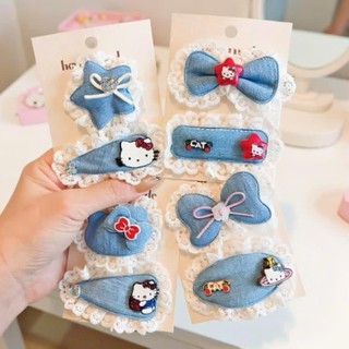 Set 2 kẹp nơ mini jean ngôi sao hình nơ cute kẹp mái xinh xắn