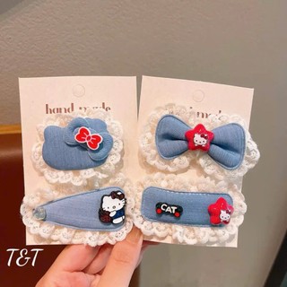 Set 2 kẹp nơ mini jean ngôi sao hình nơ cute kẹp mái xinh xắn