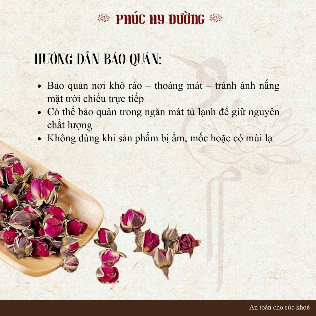 Nụ hồng sấy khô nguyên bông dùng pha trà dưỡng nhan, hỗ trợ thanh nhiệt, giảm stress, dùng làm bánh