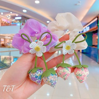 Scrunchies dây buộc tóc chùm dâu xinh xắn phong cách Hàn Quốc