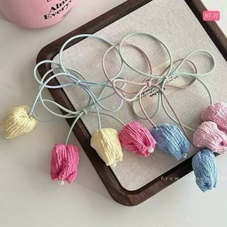 Dây buộc tóc phối hoa tulip xốp mẫu mới thời trang vintage