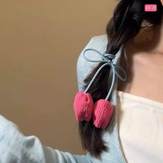 Dây buộc tóc phối hoa tulip xốp mẫu mới thời trang vintage