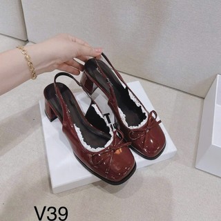 HÀNG LOẠI 1 Giày búp bê lolita nữ cao cấp đế cao 5cm mũi tròn phối nơ có viền ren