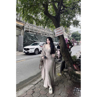 •𝙆𝙞𝙣𝙜𝙨𝙝𝙤𝙥𝙗𝙚𝙖𝙪𝙩𝙮•Set Váy Len Thừng Kèm Choàng Bẻ QC [V85]